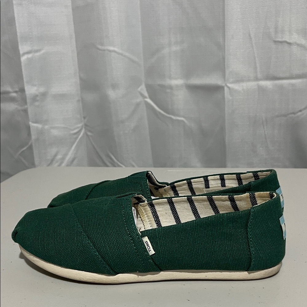TOMS Green Canvas Slip-Ons - Picture 2 of 5